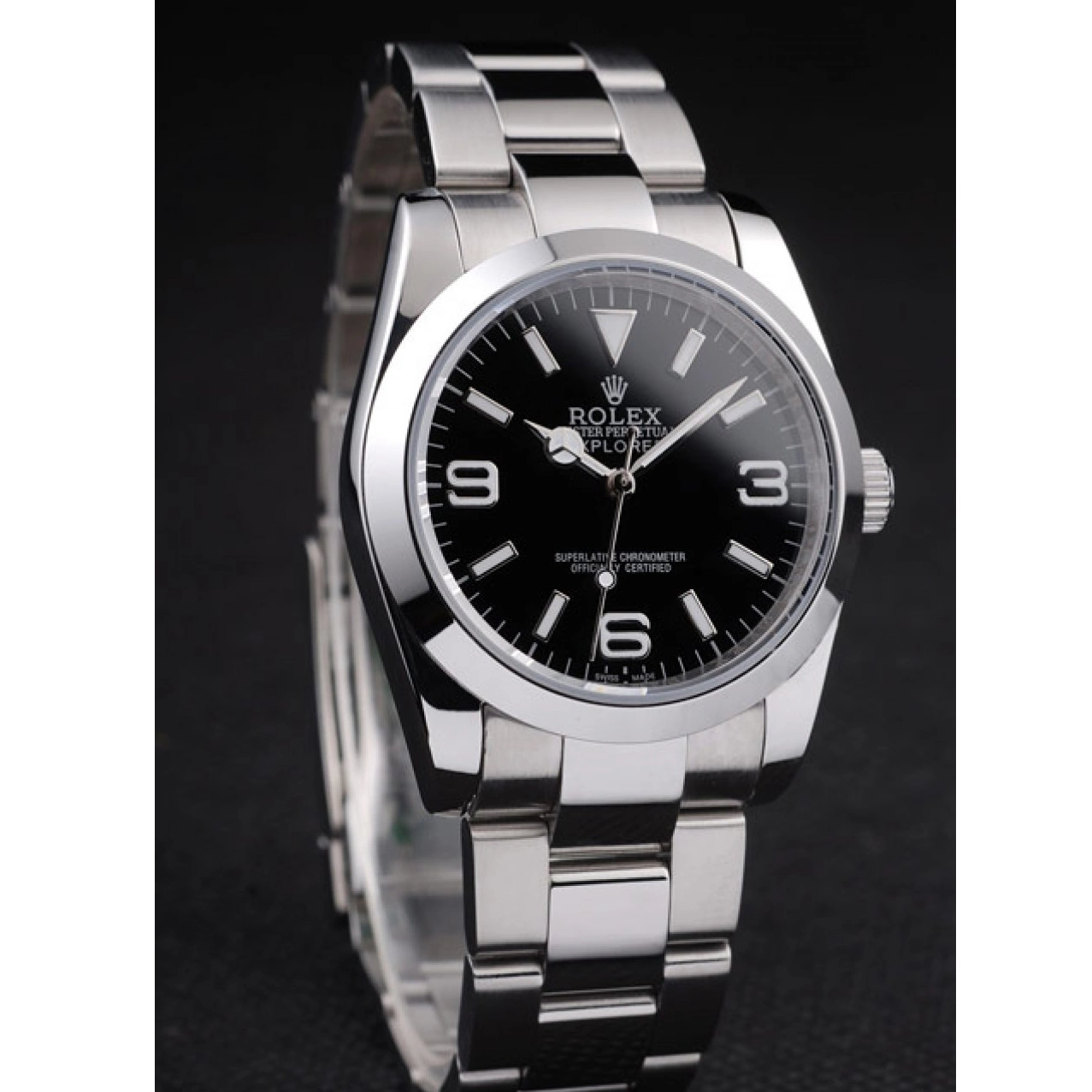 Aaa fake watches Dial Black Steel Polished Explorer 98087 Stainless Rolex 0730